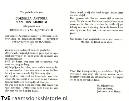 Cornelia Antonia van den Kieboom- Hendrikus van Bijsterveld